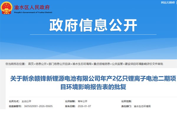 總投資3.16億元！贛鋒新鋰源鋰電池二期項(xiàng)目獲批開工