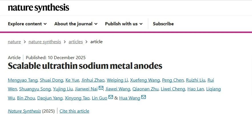 鈉電成果榮登Nature Synthesis 鈉電成果榮登Nature Synthesis