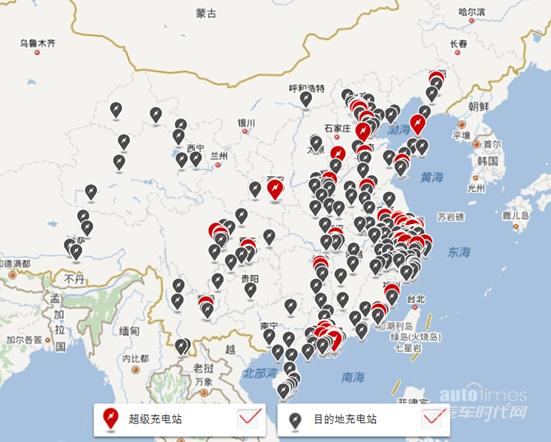 特斯拉2015年超級充電網建設規劃 重點投放七站點