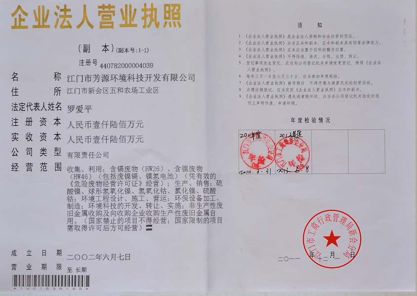 廣東芳源環保股份有限公司 廣東芳源環保股份有限公司