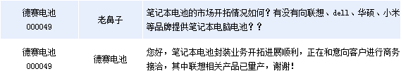 德賽電池:筆記本電池封裝業務開拓進展順利 德賽電池:筆記本電池封裝業務開拓進展順利