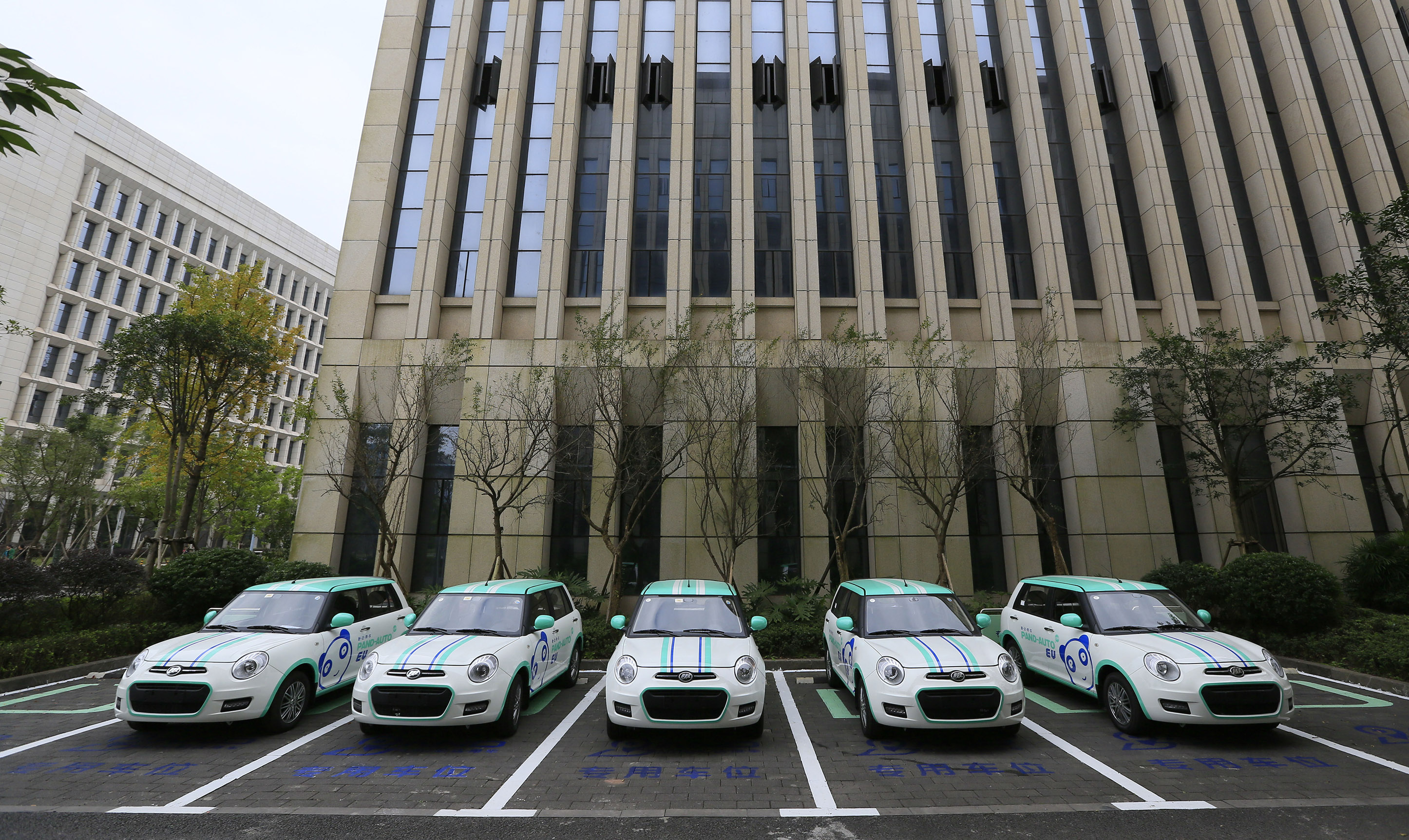 重慶首批分時租賃新能源汽車投入使用  秦廷富 攝  新華社發