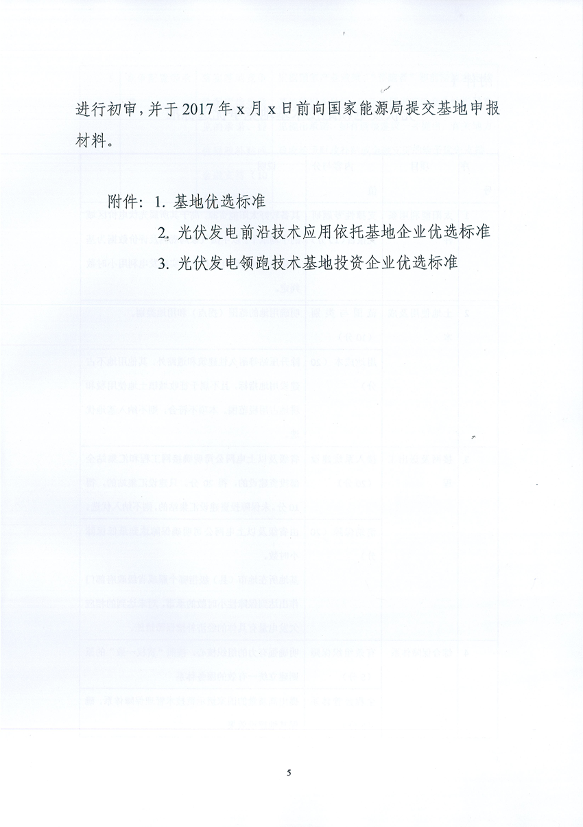 國家能源局：關于征求2017年建設光伏先進示范基地意見的函