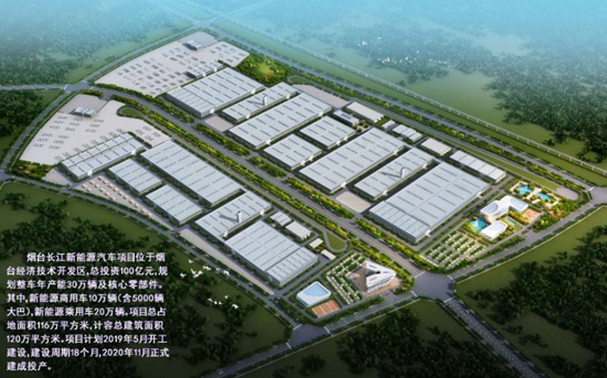 長江汽車百億新能源整車項目落戶山東煙臺 計劃2020年底投產