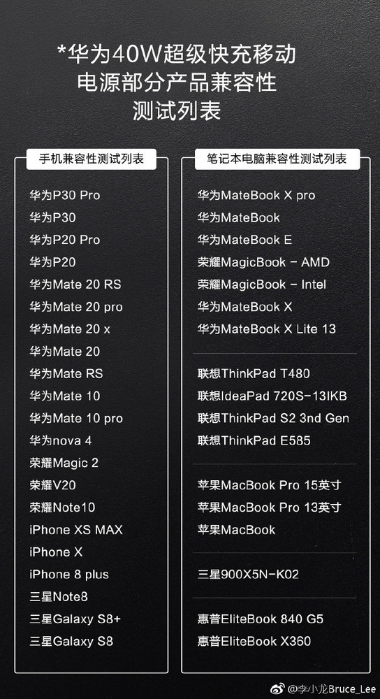 華為40W超級快充移動電源