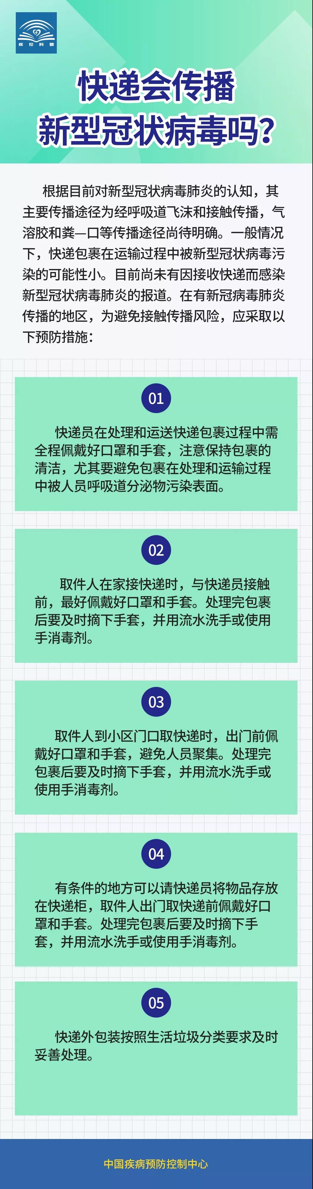 快遞會傳播新型冠狀病毒嗎？中國疾控中心發文詳解