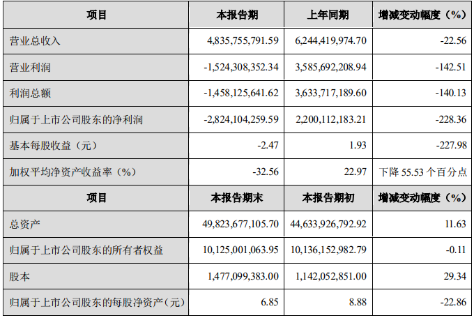 天齊鋰業(yè)2019年度主要財務數據和指標（單位：元）