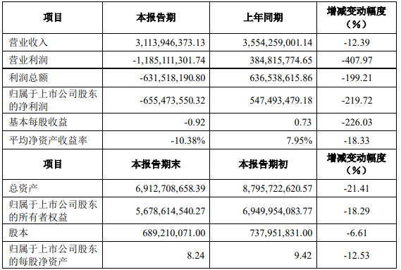 安潔科技2019年度主要財務數據和指標（單位：人民幣元）