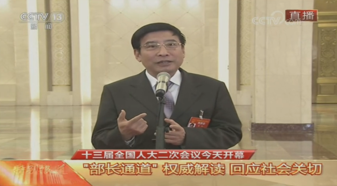 十三屆全國(guó)人大二次會(huì)議“部長(zhǎng)通道”視頻截圖