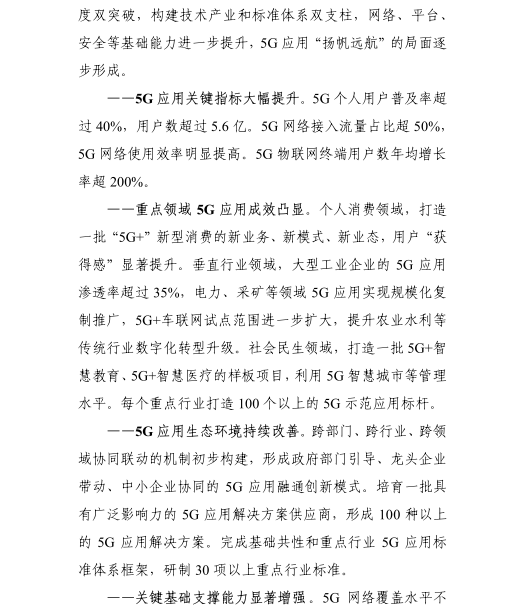 《5G應用“揚帆”行動計劃(2021-2023年)》 《5G應用“揚帆”行動計劃(2021-2023年)》