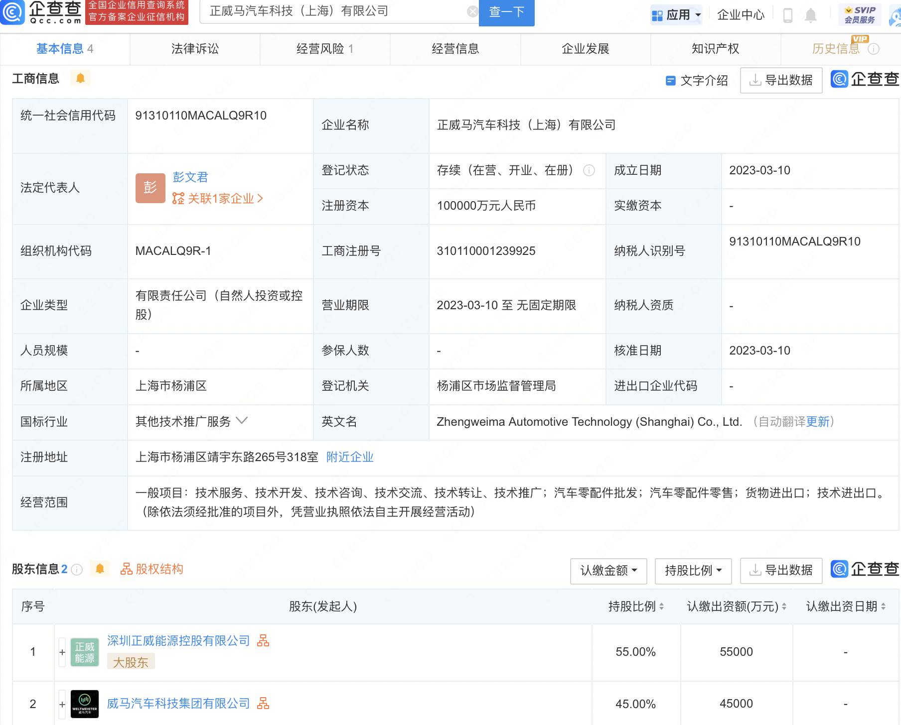 正威馬汽車科技（上海）有限公司