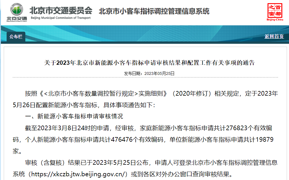 近28萬家庭申請(qǐng)配置5萬個(gè)指標(biāo)！北京新能源指標(biāo)分?jǐn)?shù)線明日公布