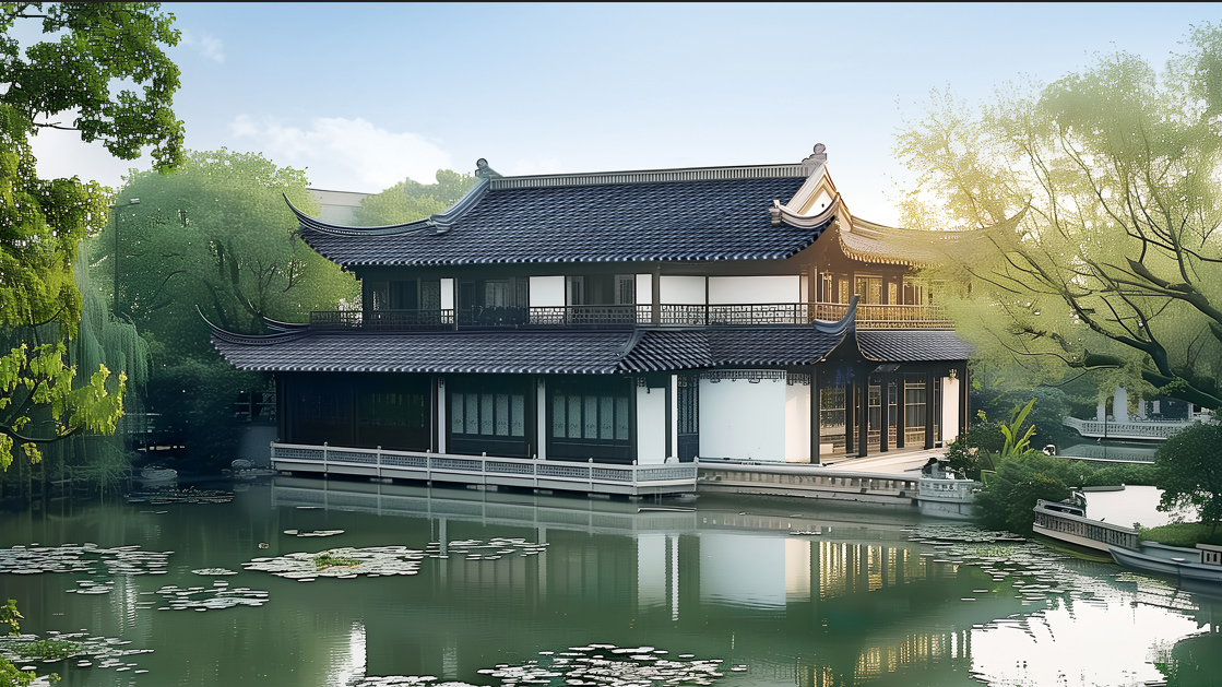 圖：華寶新能美學曲面光伏瓦應用場景