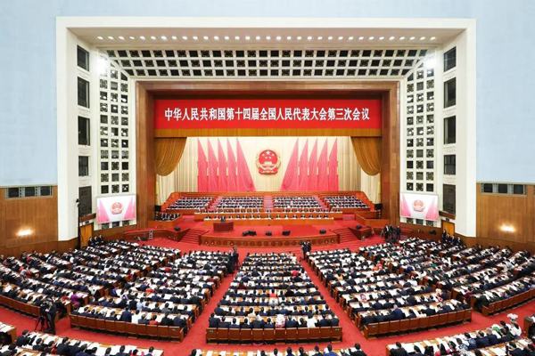 3月5日，十四屆全國人大三次會議開幕會在北京人民大會堂舉行。 新華社記者 丁海濤 攝